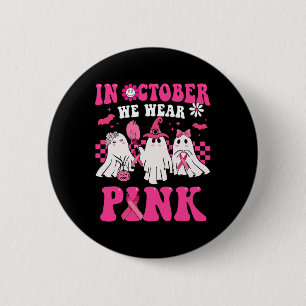 Groovy Wear Pink Breast Cancer Warrior Cute Ghost 6 Cm Round Badge