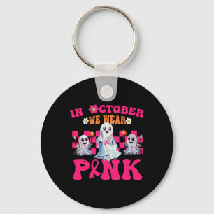Groovy Wear Pink Breast Cancer Warrior Cute Ghost  Key Ring