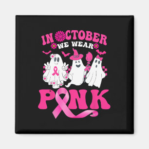 Groovy Wear Pink Breast Cancer Warrior Cute Ghost Magnet