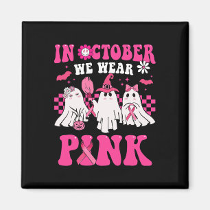 Groovy Wear Pink Breast Cancer Warrior Cute Ghost Magnet