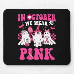 Groovy Wear Pink Breast Cancer Warrior Cute Ghost Mouse Pad