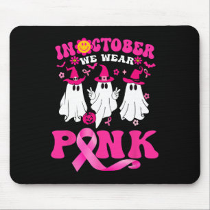 Groovy Wear Pink Breast Cancer Warrior Cute Ghost Mouse Pad