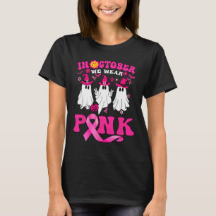 Groovy Wear Pink Breast Cancer Warrior Cute Ghost  T-Shirt