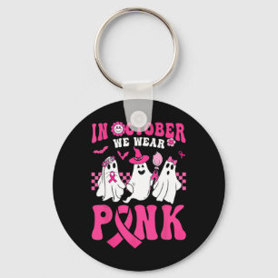 Groovy Wear Pink Breast Cancer Warrior Ghost Hallo Key Ring