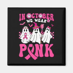 Groovy Wear Pink Breast Cancer Warrior Ghost Hallo Magnet