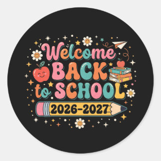 Groovy Welcome Back to School 2026-2027 Teacher Classic Round Sticker