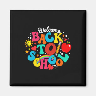 Groovy Welcome Back To School Rainbow Pencil Teach Magnet