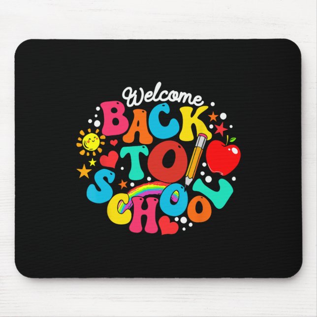 Groovy Welcome Back To School Rainbow Pencil Teach Mouse Pad (Front)