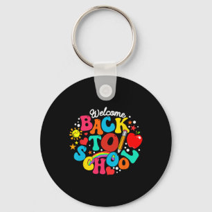 Groovy Welcome Ck To School Rainbow Pencil Teacher Key Ring