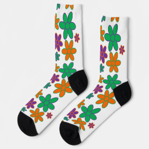 Groovy White 70s Flower Socks