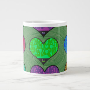 Groovy Wild Lava Hearts Fun Retro Life Large Coffee Mug
