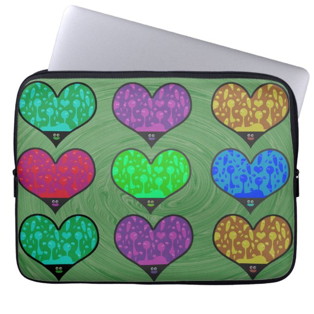Groovy Wild Lava Hearts Laptop Sleeve (Front)
