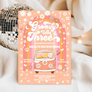Groovy Wild & Three Birthday Invitation