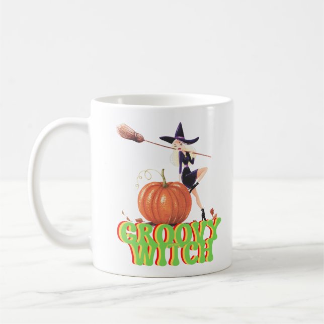 GROOVY WITCH funny Halloween witches               Coffee Mug (Left)