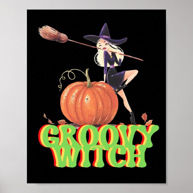 GROOVY WITCH funny Halloween witches               Poster (Front)