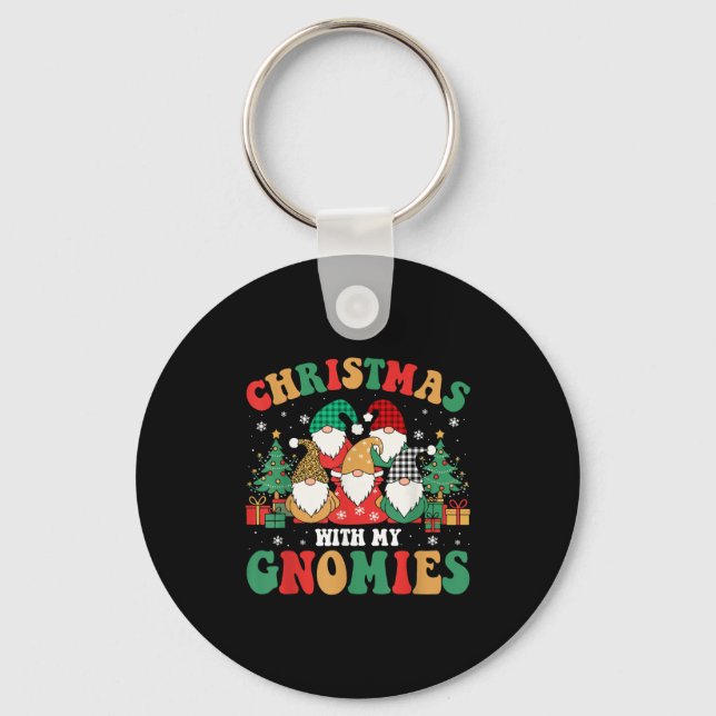 Groovy Xmas With My Gnomies Merry Christmas Buffal Key Ring (Front)