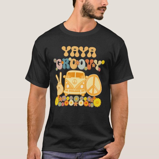 Groovy Yaya Retro Matching Family Baby Shower Moth T-Shirt (Front)