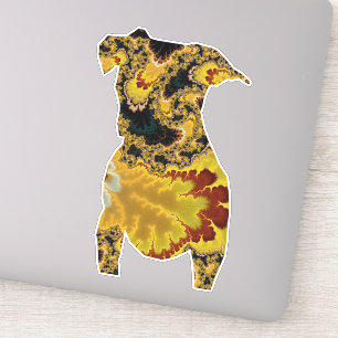 Groovy Yellow and Red Fractal Dog Silhouette