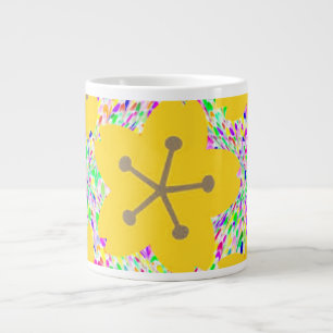 Groovy Yellow Floral Disco Design Large Coffee Mug
