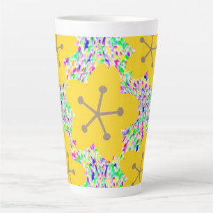 Groovy Yellow Floral Disco Design Latte Mug