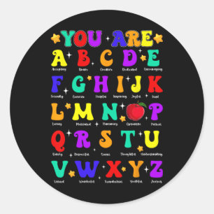 Groovy You Are Abc Alphabet Teacher Happy 1st Day  Classic Round Sticker