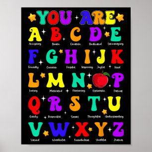 Groovy You Are Abc Alphabet Teacher Happy 1st Day Poster