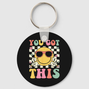Groovy You Got This Smile Face Testing Day Teacher Key Ring