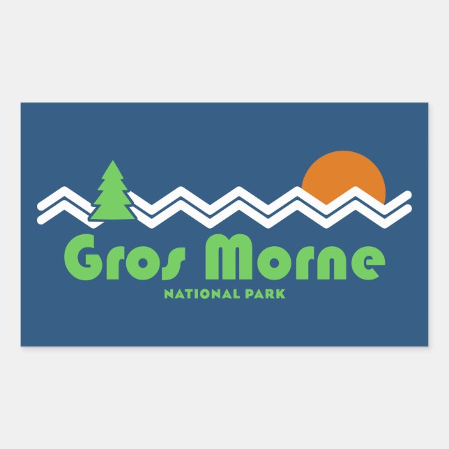 Gros Morne National Park Retro Rectangular Sticker (Front)