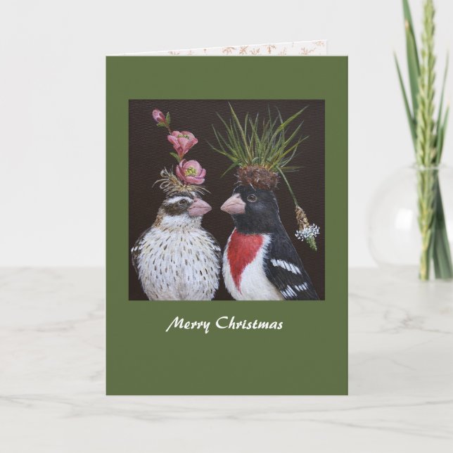 Grosbeak couple Christmas card (Front)