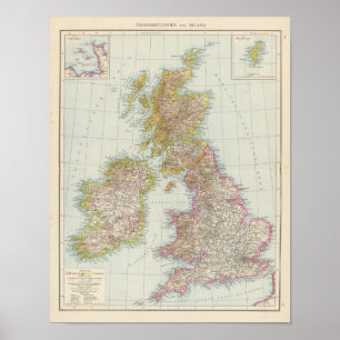 Grossbritannien, Irland - Map of UK, Ireland Poster