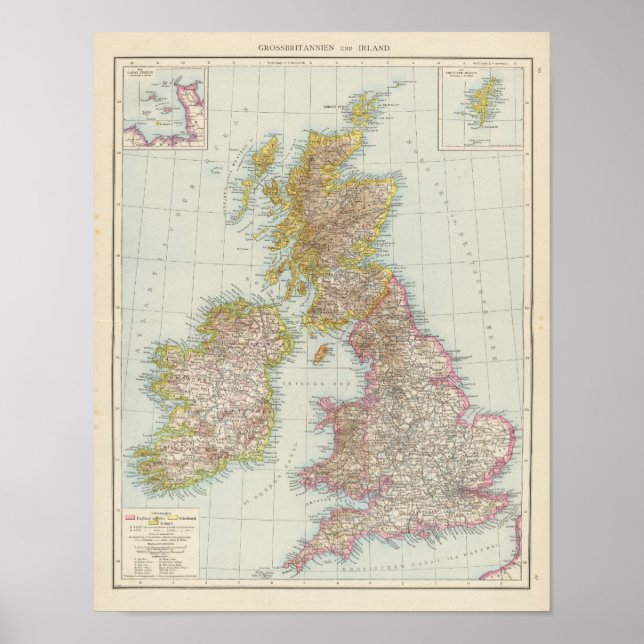 Grossbritannien, Irland - Map of UK, Ireland Poster (Front)