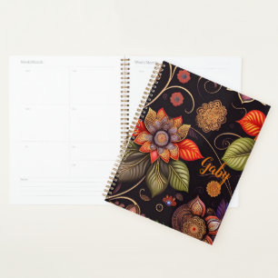 große Blüten mit Ornamenten edles Muster Planner