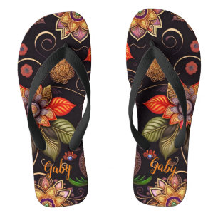große Blüten mit Ornamenten edles Muster Thongs