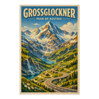 Grossglockner, Austria, in a classic retro  Poster