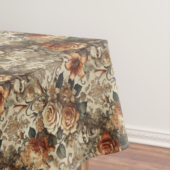 Grotesque Elegance – Gothic Medium Pattern Tablecloth (In Situ)