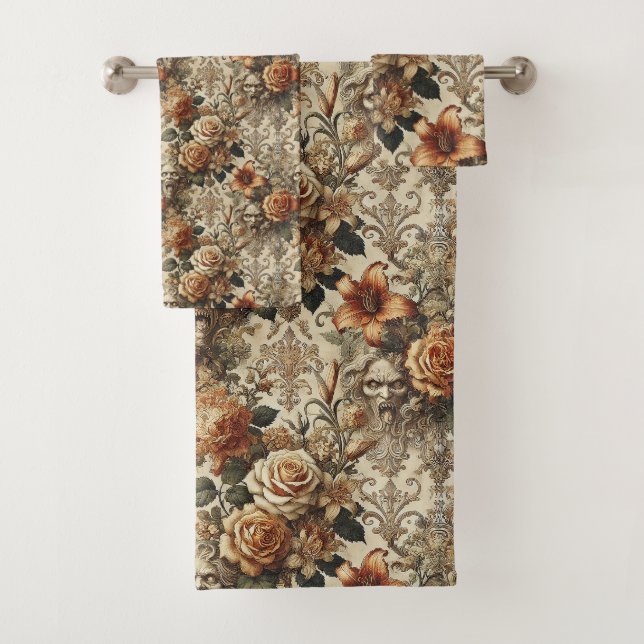 Grotesque Elegance – Gothic Victorian Bath Towel Set (Insitu)