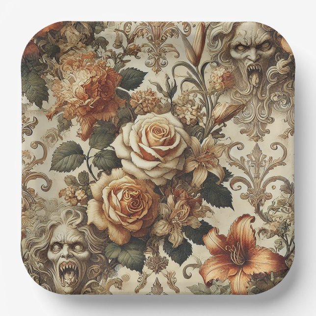 Grotesque Elegance – Gothic Victorian  Paper Plate (Front)