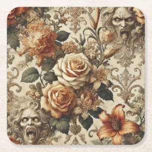 Grotesque Elegance – Gothic Victorian Square Paper Coaster