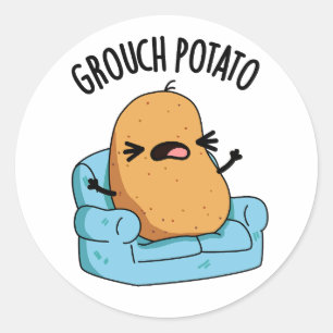 Grouch Potato Funny Veggie Puns Classic Round Sticker