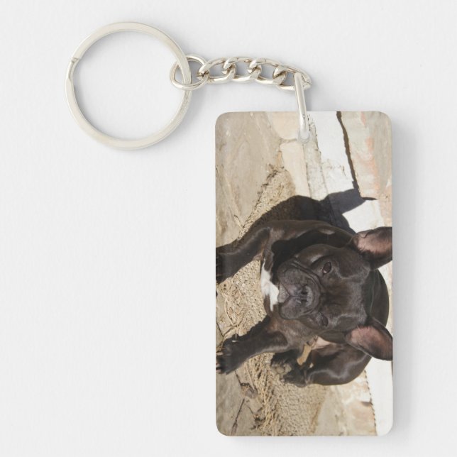 Grouchy French Bulldog Key Ring (Front)