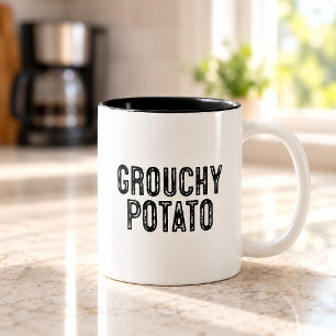 Grouchy Potato Funny Saying For Coffee Lovers Two-Tone Coffee Mug