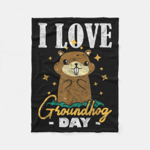 Ground Hog I Love Groundhog Day _1 Fleece Blanket