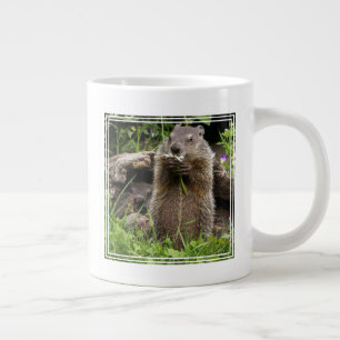 Ground Hog Munching on a Flower Large Coffee Mug