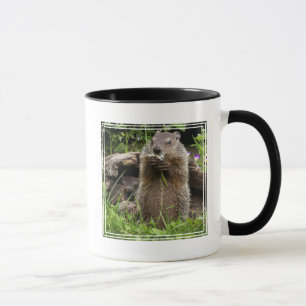 Ground Hog Munching on a Flower Mug