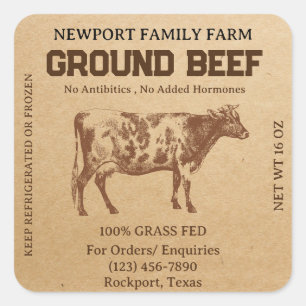 Ground Minsed Beef Custom Label Sticker 