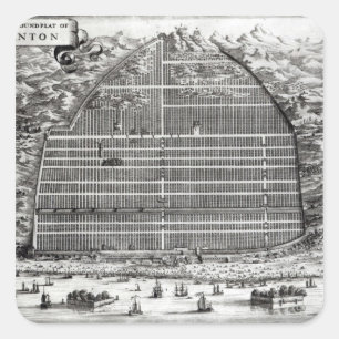 Ground Plan of Canton, China Square Sticker