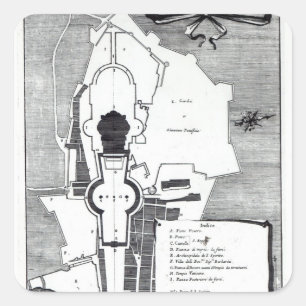 Ground plan of the Vatican, Rome Square Sticker