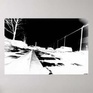 Ground View Of Rail Road Tracks - negative Poster