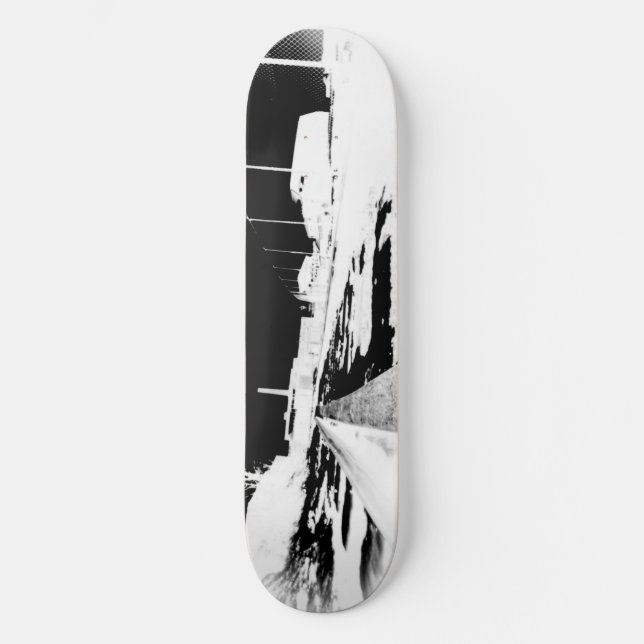 Ground View Of Rail Road Tracks - negative Skateboard (Front)
