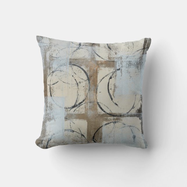'Grounded' Brown and Grey Abstract Art Pillow (Front)